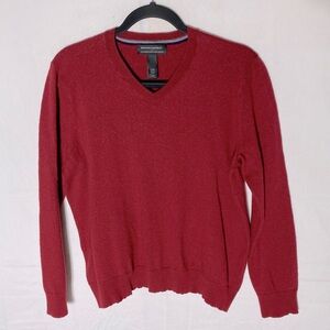 Banana Republic Factory Red Merino Wool V Neck Lightweight Sweater L